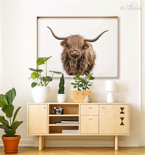 Highland Cow Print Digital Download Modern Farmhouse Wall Etsy