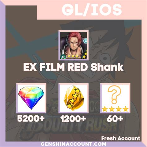 One Piece Bounty Rush Flim Red Shanks Starter Account Global Ios