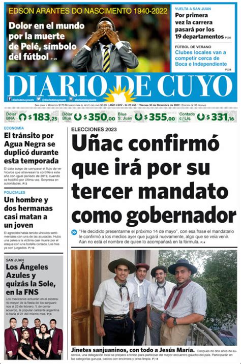 Newspaper Diario De Cuyo Argentina Newspapers In Argentina Friday S