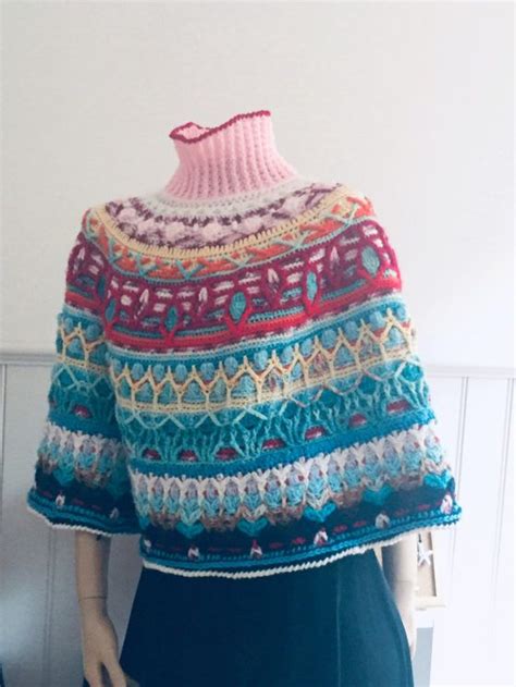 Round Poncho Overlay Crochet Free Pattern Part 1 ・clearlyhelena Crochet Poncho Free