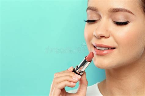 Nude Lipstick Make Up Beauty Web Banner On White Background Stock Image Image Of Shadow Black