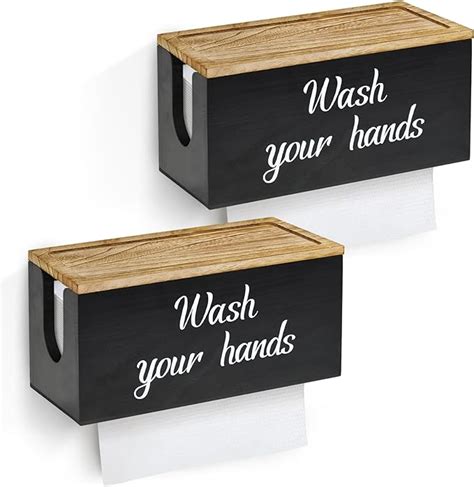 Amazon PICKKROSS 2 Packs Solid Wood Paper Towel Dispenser Wall