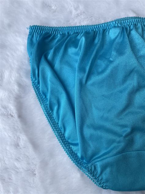 Vintage Shiny Blue Nylon Panty Slippery Floral Lace Sissy Bikini SZ 5 Hip 34 36 EBay
