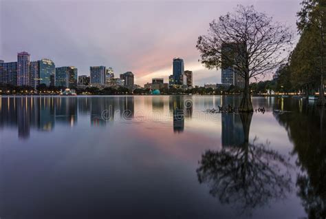 Orlando Skyline stock photo. Image of lake, reflection - 69212954