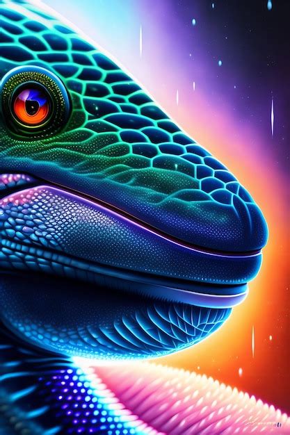 Premium Photo | A colorful lizard with a blue eye and a red eye