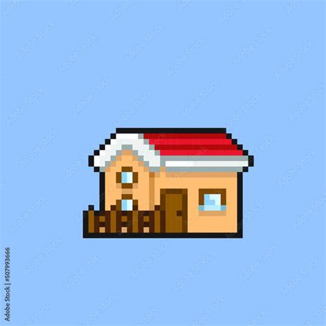 Home Building In Pixel Art Style Stock Vector In Pixel Art Art