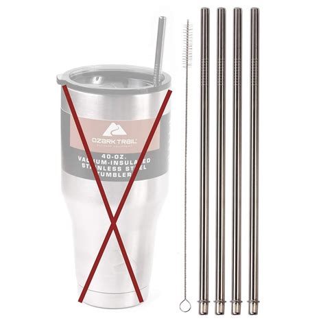 4 WIDE 40-Ounce Stainless Steel Straws (NO CUP) for 40 oz Ozark Trail ...