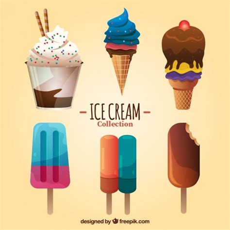 Set De Helados Deliciosos Con Diferentes Sabores Vector Gratis