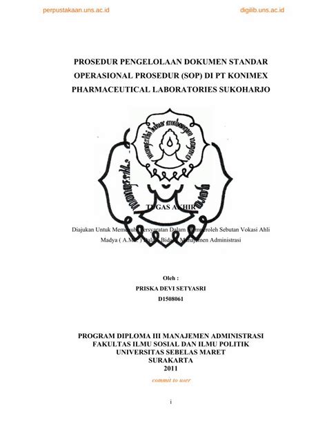 PDF PROSEDUR PENGELOLAAN DOKUMEN STANDAR OPERASIONAL PROSEDUR SOP