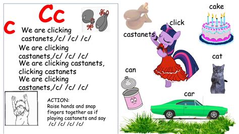 JOLLY PHONICS LETTER Cc SONG WITH VOCABULARY ACTION AND LYRICS Phase