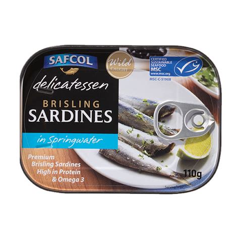 Safcol Brisling Sardines in Springwater 110g - Safcol Australia