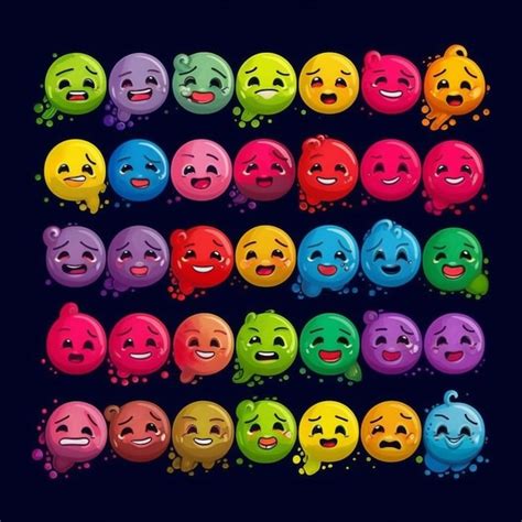 Premium AI Image A Group Of Different Colored Emoticions With