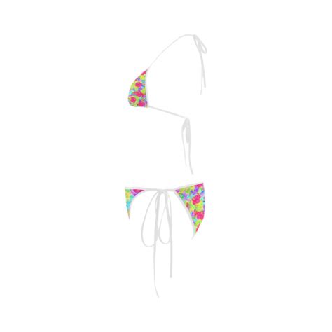 Pretty Pink Hawaiian Flowers Pattern Custom Bikini Swimsuit Id D