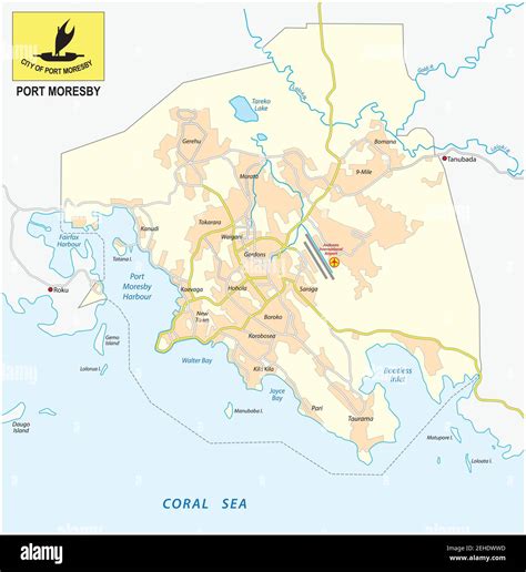 City Map Of Port Moresby The Capital Of Papua New Guinea Stock Vector