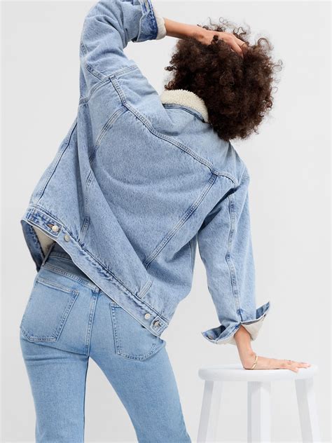 Oversized Sherpa Icon Denim Jacket Gap Factory