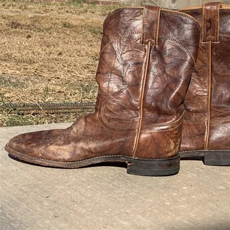 Justin Brown Marbled Roper Leather Western Cowboy Biker Boots Men