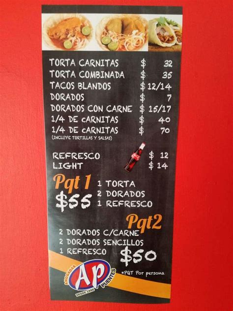 Carta Del Restaurante Tortas Ahogadas Puentes Zapopan