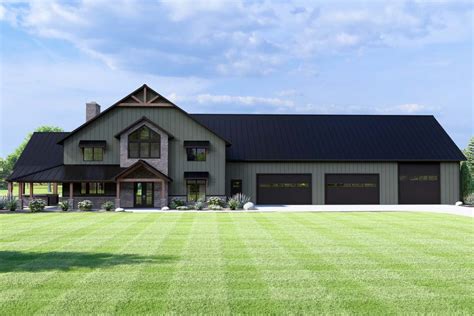 Bed Barndominium Style House Plan With Car Garage Sq Ft