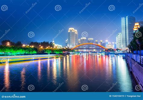 tianjin city china night view stock image image  light