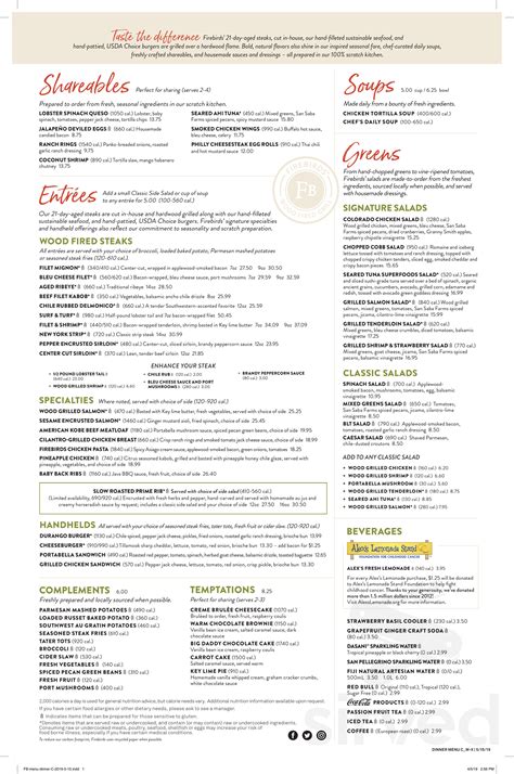 Firebirds Wood Fired Grill Menu In Chattanooga Tennessee