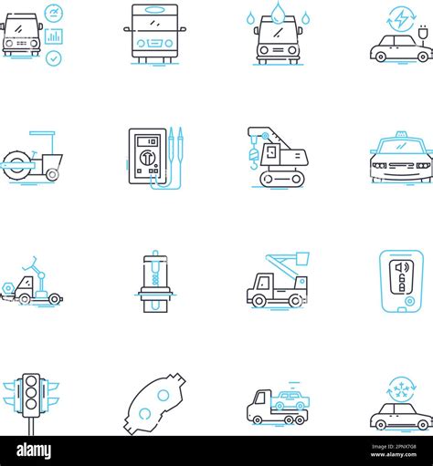 Vehicle Compnts Linear Icons Set Engine Transmission Suspension