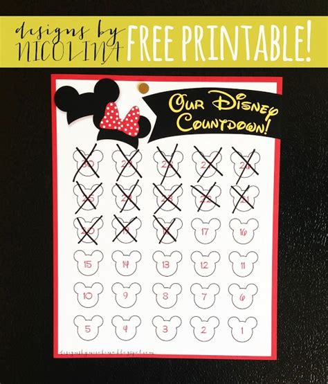 Designs By Nicolina Disney Countdown Free Printable Disney