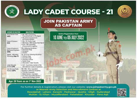 Join Pakistan Army As Captain Through Lady Cadet Course