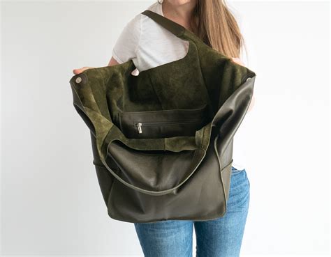 Dark Olive Green Large Shoulder Bag Large Hobo Bag Oversize Etsy