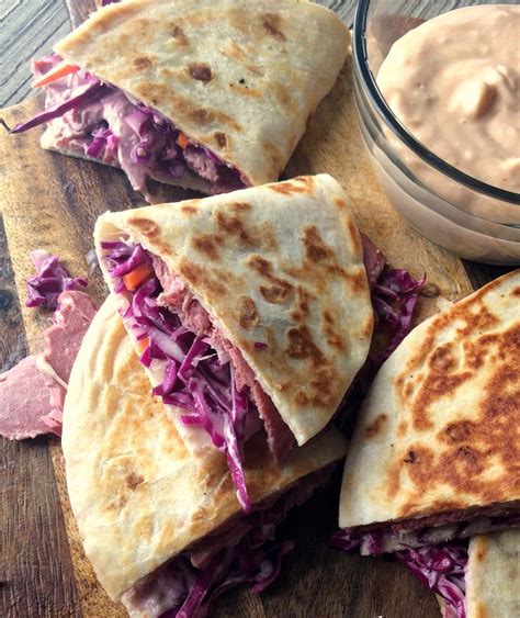 Recipes Pickled Poached Reuben Quesadillas With Russian Dipping