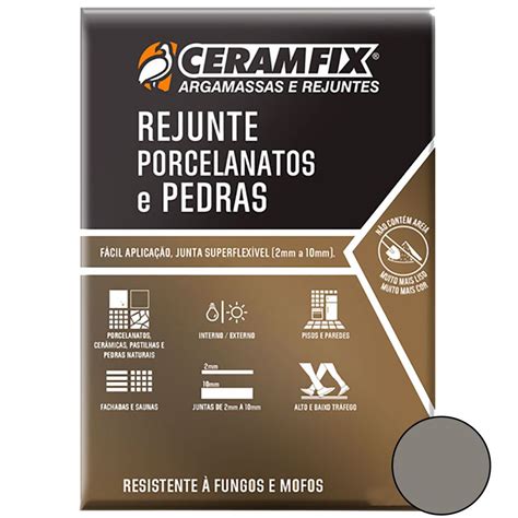 Rejunte Porcelanatopedras 1kg Grafite Ceramfix Na Elos