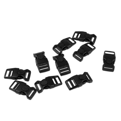 10 Pieces Plastic Black Strap Webbing Side Release Buckles 15mm 20mm