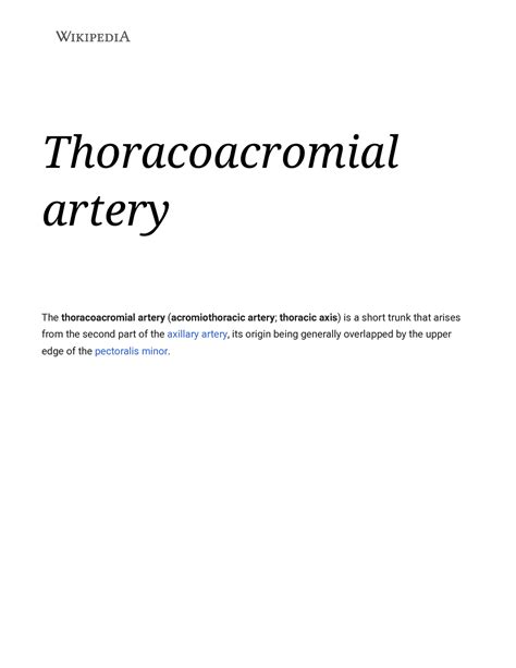 Thoracoacromial artery - Wikipedia - Thoracoacromial artery The ...