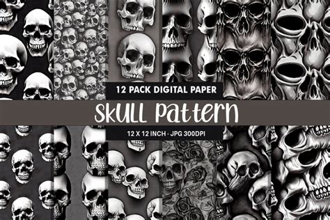 Digital Paper Seamless Pattern Skull