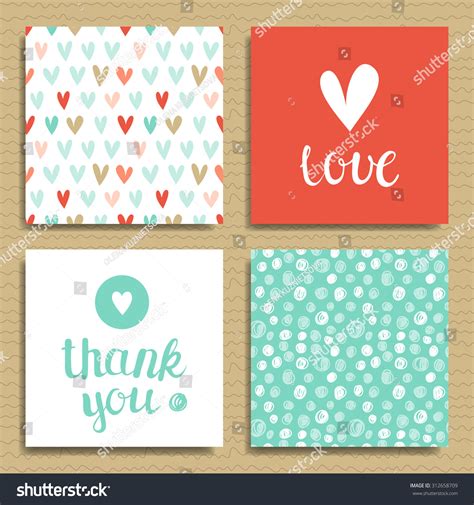 Set Greeting Cards Love Thank You Stock Vector (Royalty Free) 312658709 ...