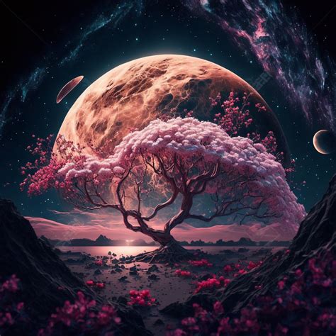 Cherry Blossom Tree, growing on the Moon by UtauRadon on DeviantArt