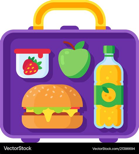 School Lunch In Lunchbox Healthy Dinner In Food Vector Image