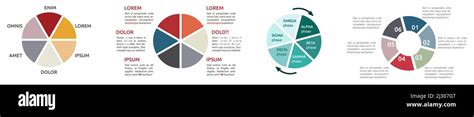 Circle Divided Into Six Equal Parts Different Versions Infographics