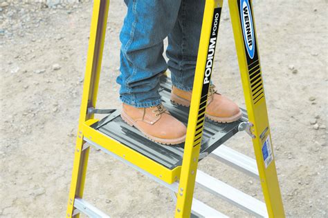 Fiberglass ladder with platform, guardrail | For Residential Pros