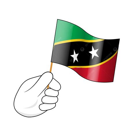 White Hand Waving Saint Kitts And Nevis Flag Clipart Vector, Hand