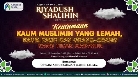 Live Kitab Riyadush Shalihin Bab Keutamaan Kaum Muslimin