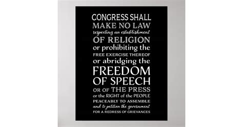 Freedom Of Speech Bill Of Rights Text Poster Zazzle