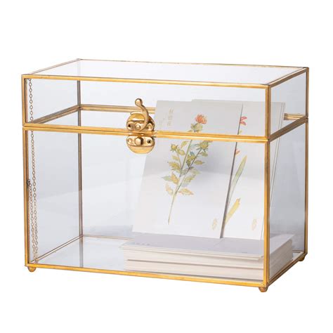 Buy Ncyp Gold Glass Card Box With Lid For Wedding Reception 99x56x7