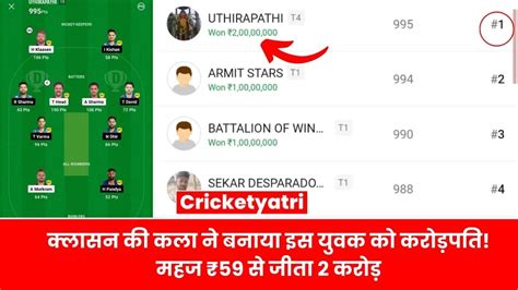 Srh Vs Mi Dream 11 Winner क्लासन की कला ने बनाया इस युवक को करोड़पति