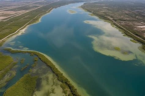 Premium Photo Aerial View Of Chemically Polluted Water Body