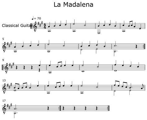 La Madalena Sheet Music For Classical Guitar