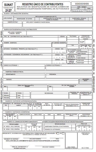 Formularios Sunat Para Imprimir Actualizado Agosto Hot Sex Picture