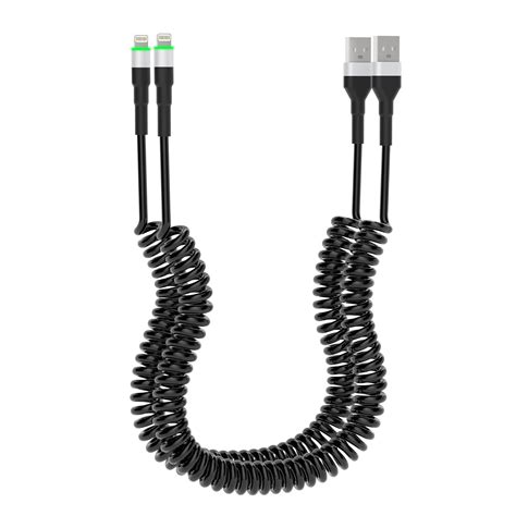 Coiled Iphone Lightning Cable 2 Pack Apple Carplay And Mfi Certified Coiled Usb To