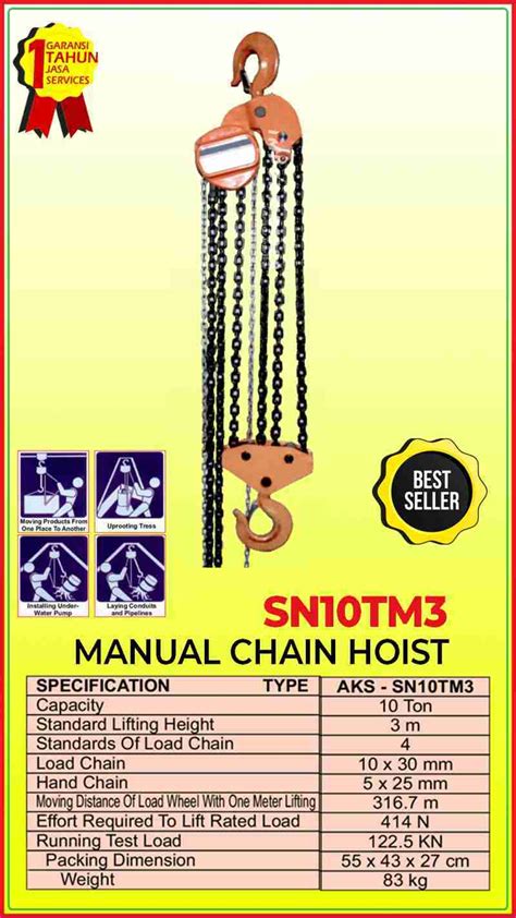 Jual Katrol Kerekan Manual Takel Ton X Meter Chain Hoist Aks