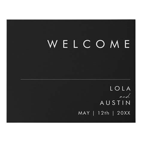 Modern Minimalist Black Welcome Faux Canvas Print Zazzle