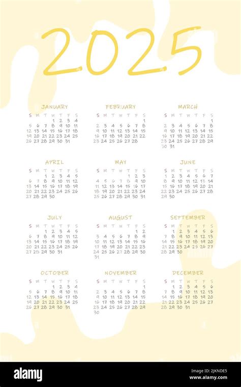 2025 Calendar With Delicate Minimalist Design Pastel Color Palette